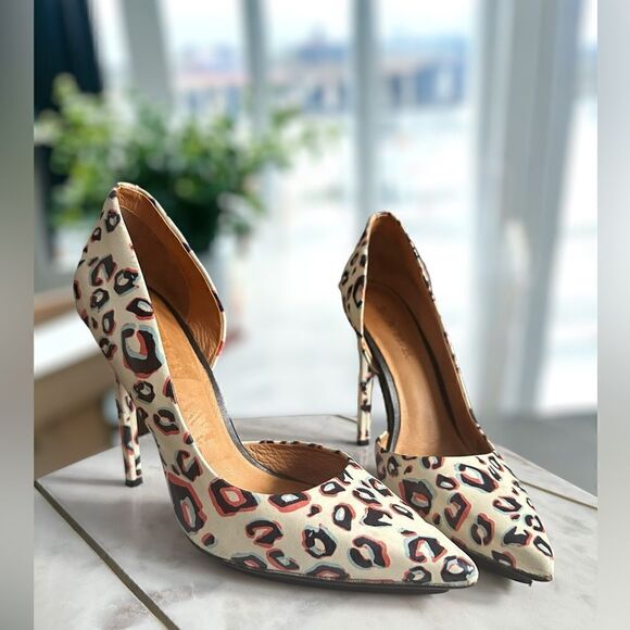 L.A.M.B. Camryn II Leopard Print platform D' Orsay Pumps Size 8 - Picture 4 of 14